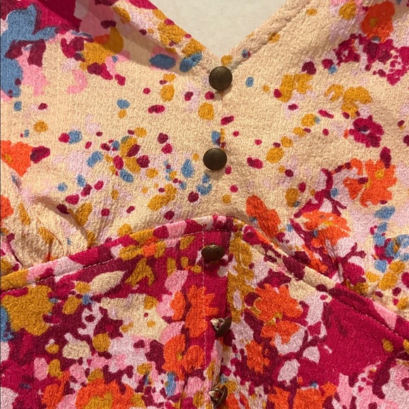 Anthropologie By Anthropologie V-Neck Flutter Hem Top Blouse. Small. Floral.NWT. - Picture 6 of 16